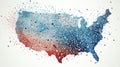 Map of United States of America in red and blue colors, with abstract dots, analytical chart Royalty Free Stock Photo