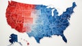 Map of United States of America in red and blue colors, with abstract dots, analytical chart Royalty Free Stock Photo