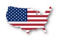 Map of the USA with american flag. Royalty Free Stock Photo