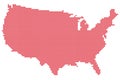 Map of the USA made of hearts