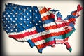 Map of the USA with the national flag of United States of America Royalty Free Stock Photo