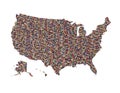 Map of USA with people isolated Royalty Free Stock Photo