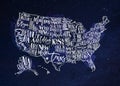 Map USA vintage blue