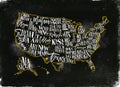 Map USA vintage chalk yellow