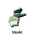 Map Of Usuki City Map Illustration with Outline Design Template on white backgroundpp
