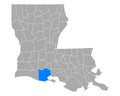 Map of Vermilion in Louisiana