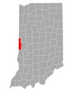 Map of Vermillion in Indiana