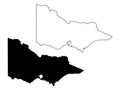 Map of Victoria Australia. Black and outline maps. EPS Vector File