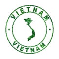 Map of Vietnam, Postal Stamp, Sustainable development, CO2 emission concept Royalty Free Stock Photo