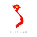 Map of vietnam and vietnamese flag illustration. Vietnam country flag inside map contour design icon logo Royalty Free Stock Photo