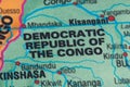 Map view of Democratic Republic of The Cogo on a geographical globe. Royalty Free Stock Photo