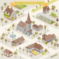 Map village from above in top view with house, road, river in adventure illustration Royalty Free Stock Photo
