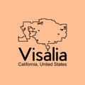 Map Of Visalia California City Illustration Creative Design