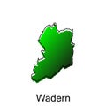 Map Of Wadern City Modern Simple Colorful with Outline, illustration vector design template