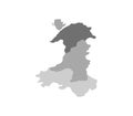Map of Wales with the regions illustrated Royalty Free Stock Photo