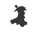 Map of Wales with the regions illustrated Royalty Free Stock Photo