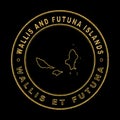 Map of Wallis and Futuna, Golden Stamp Black Background