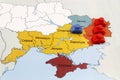 Map of War in Ukraine with numerical Superiority of Russian Tanks Royalty Free Stock Photo