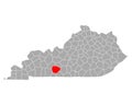 Map of Warren in Kentucky
