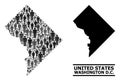 Vector Men Collage Map of Washington DC and Solid Map