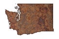 Map of Washington on rusty metal