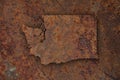 Map of Washington on rusty metal