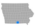 Map of Wayne in Iowa