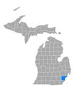 Map of Wayne in Michigan