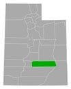 Map of Wayne in Utah