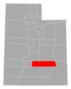 Map of Wayne in Utah