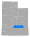 Map of Wayne in Utah