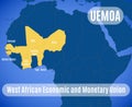 Map of the West African Economic and Monetary Union UEMOA.