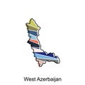 Map of West Azerbaijan administrative, country of iran departments with icons, illustration design template