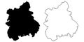 Map of the West Midlands England. Black and outline maps. EPS Vector File