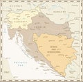 Map of the Western Balkans Retro Colors