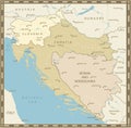 Map of the Western Balkans Vintage Colors