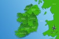 Map of the whole Ireland with regions