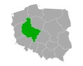 Map of Wielkopolskie in Poland Royalty Free Stock Photo