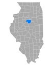 Map of Woodford in Illinois