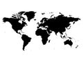 Map of World black vector silhouette. High detailed map on white background