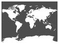 Map of World black vector silhouette. White high detailed map on dark grey background Royalty Free Stock Photo