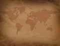 Map of the world on vector brown grungy background Royalty Free Stock Photo