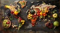 World Map Covered in Fruits and Vegetables Royalty Free Stock Photo