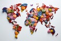 Map of the world covered in flowers Royalty Free Stock Photo
