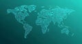 Map of the world depicted using intricate electronic circuit patterns, set against a Royalty Free Stock Photo