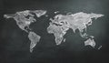 Map of the world drawing with chalk on blackboard Royalty Free Stock Photo