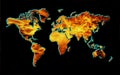 Map of world on fire