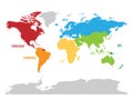 Map of world football, or soccer, confederations - CONMEBOL, CONCACAF, CAF, UEFA, AFC and OFC