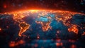 A map of the world with a lot of fire on it. Royalty Free Stock Photo
