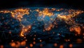 A map of the world with a lot of fire on it. Royalty Free Stock Photo